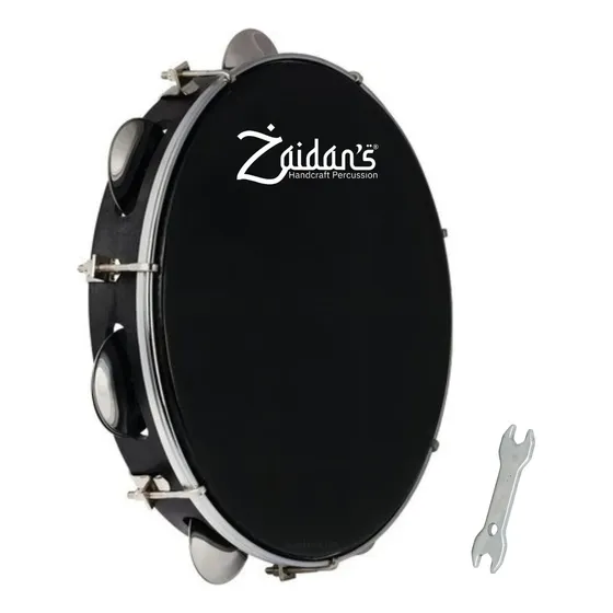 Pandeiro Profissional Abs Preto 10 Polegadas Pele Preta Marca Zaidan's Samba Pagode Percussão Instrumentos Musical