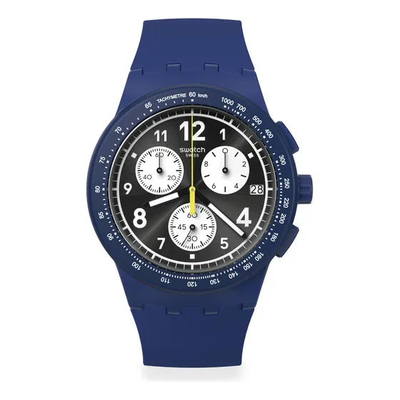 Reloj Swatch Nothing Basic About Blue Susn418 Correa Azul Bisel Azul Fondo Azul