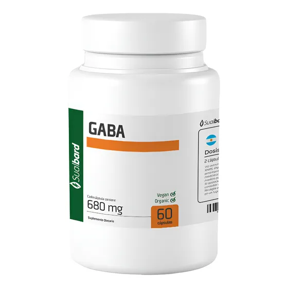 Suplemento Gaba 680 Mg Ácido Aminobutírico X 60 Cap En Bote.