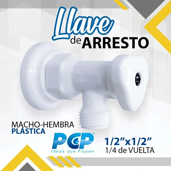 Llave Arresto 1/2 X1/2  Macho Hembra Plastica Pcp / 11931