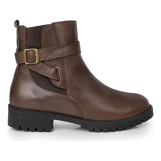 Bota Mujer Cuero Botita Elastico Taco Liso Premium Briganti