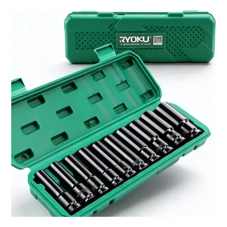 10pcs Jogo Soquete Longo Sextavado Impacto Ryoku 8 A 24mm Verde