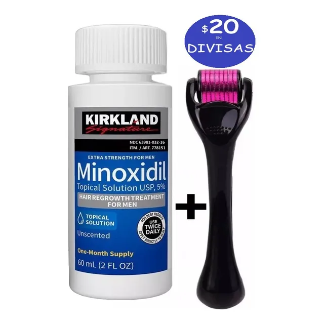1 Combo 1 Minoxidil Kirkland + Dermaroller Cabello