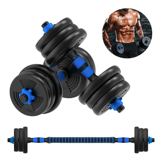 Kit Halter Barras Dumbbell Ajustável Até 15kg Treino Anilhas
