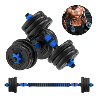 Kit Halter Barras Dumbbell Ajuståvel Até 15kg Treino Anilhas Kit Halter Barras Dumbbell Ajuståvel Até 15kg Treino Anilhas