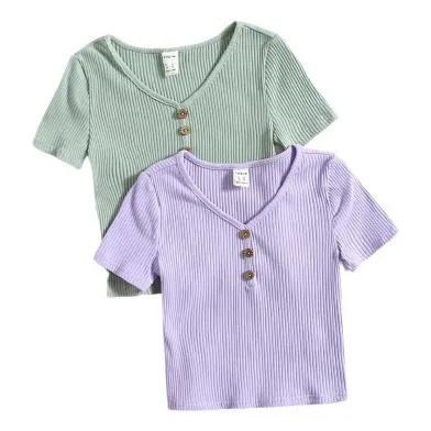 Camisas De Niña Con Boton Delantero