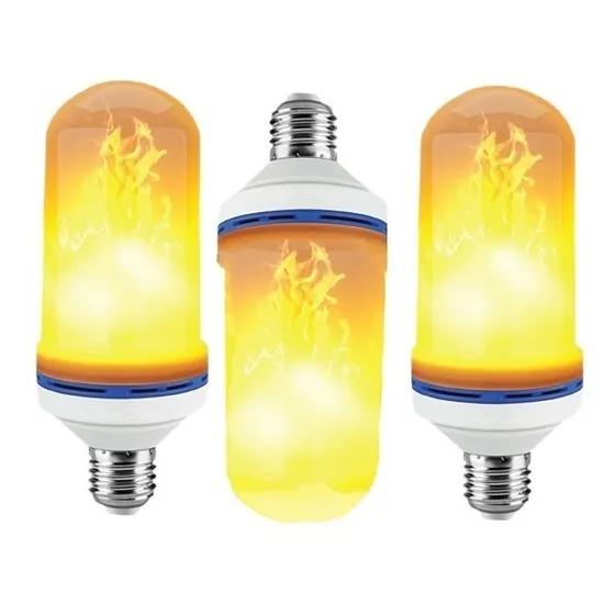 Pack X3 Ampolleta Led Simula Llama Efecto De Fuego Vivo Luz Amarillo