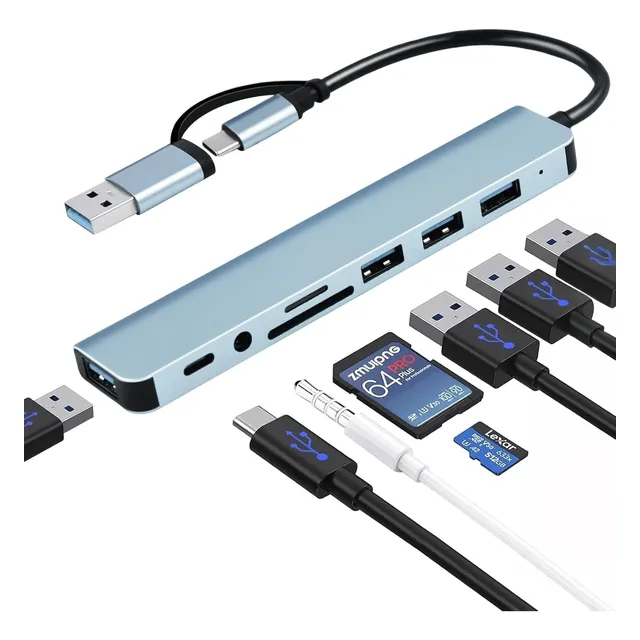 Hub Usb Adaptador Usb Rzu-8en1 Concentrador Multipuerto Usb
