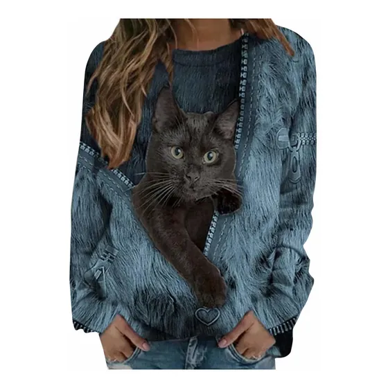 Tops Para Mujer Algodon Moda Casual Manga Larga Estampado