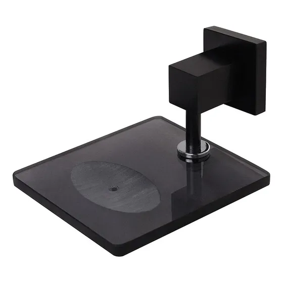 Saboneteira Luxo Grécia Preto Fosco Com Vidro Fumê