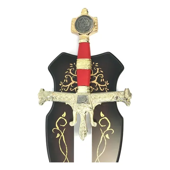 Espada Medieval Rei Davi Salomão Inox 120cm + Suporte Parede