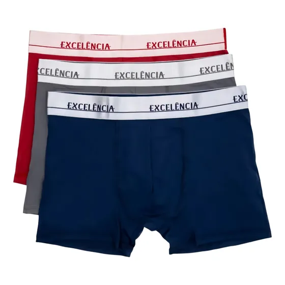 Kit 3 Cuecas Boxer Cano Longo Microfibra Excelência For Men