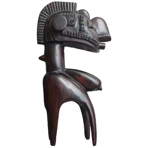 Artesanía Africana En Madera Figura Con Máscara Macka Baga 