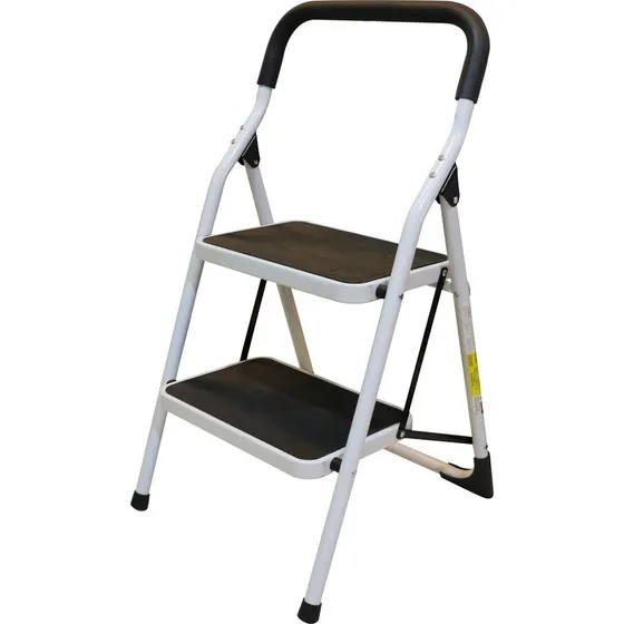 Escalera Tubular Plegable Taburete Acero 2 Escalones Surtek Color Negro