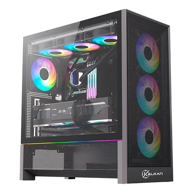 Gabinete Gamer Kalkan Hakon Pro E-atx Vidro Temperado Preto
