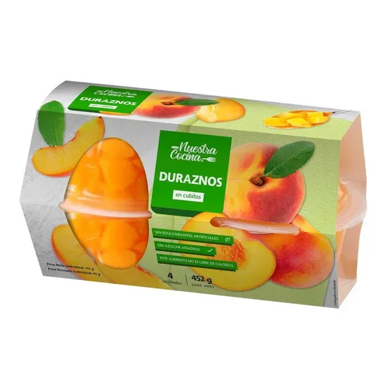 Pack Duraznos Nuestra Cocina En Cubitos 4 Un De 113 G