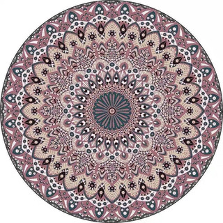 Alfombra Suave Lavable Circular De Lujo De Estilo Étnico Alfombra Suave Lavable Circular De Lujo De Estilo Étnico