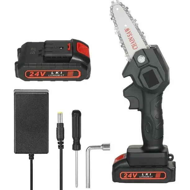 Mini Motosierra Manual Eléctrica Recargable 24v Cadena 18cm