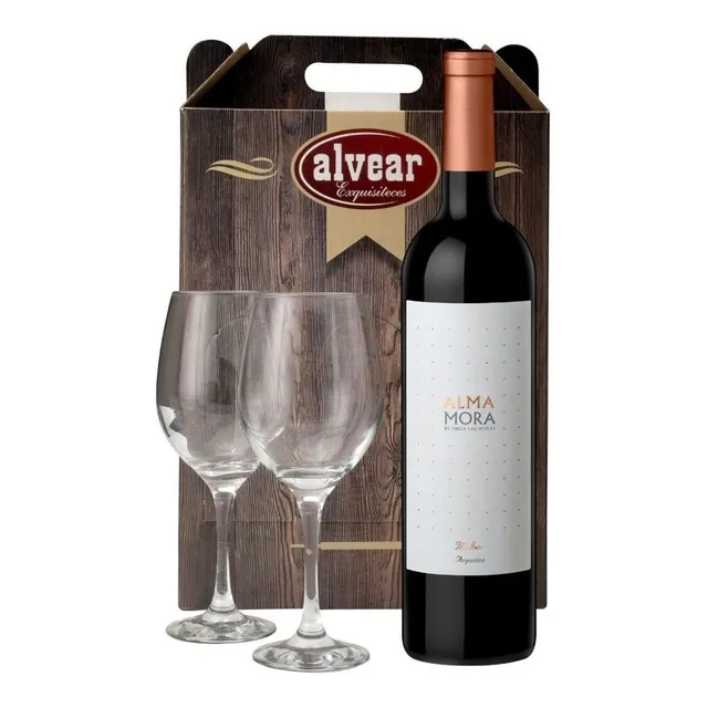 Vino Alma Mora + 2 Copas