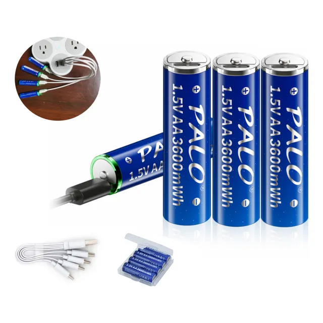 Batería Recargable De 1.5v 4 Pilas Aa Recargable Pilas Palo