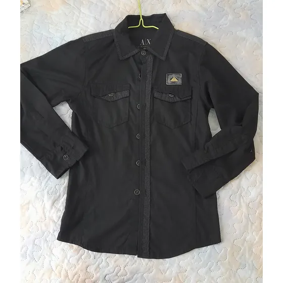 Camisa Negra Manga Larga Talla 8  A/x