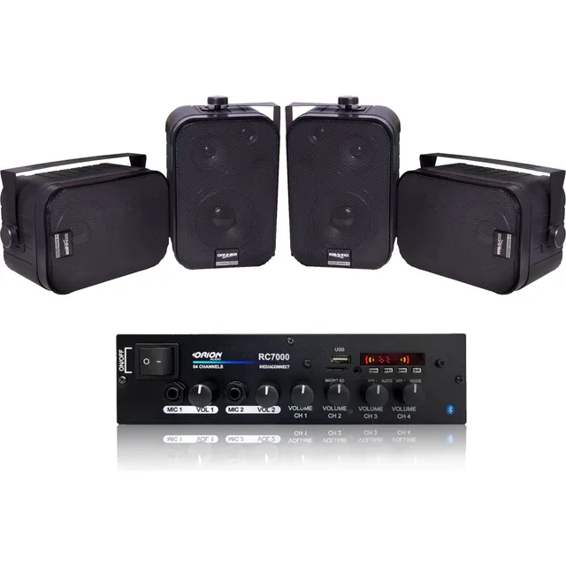 Kit Som Ambiente Amplificador Rc7000 + 4 Sp400 120wrms