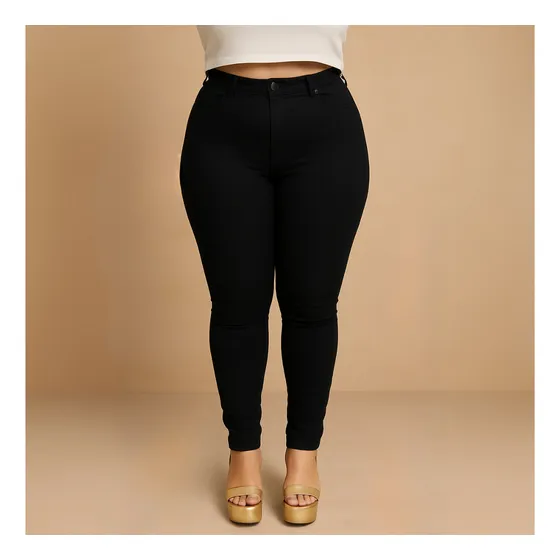 Calça Jeans Plus Size Cintura Alta Elastano Lycra Modeladora