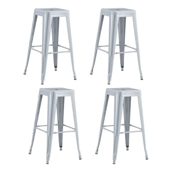 Pack 4 Pisos De Bar Metal Tolix Color 56943 - Gris