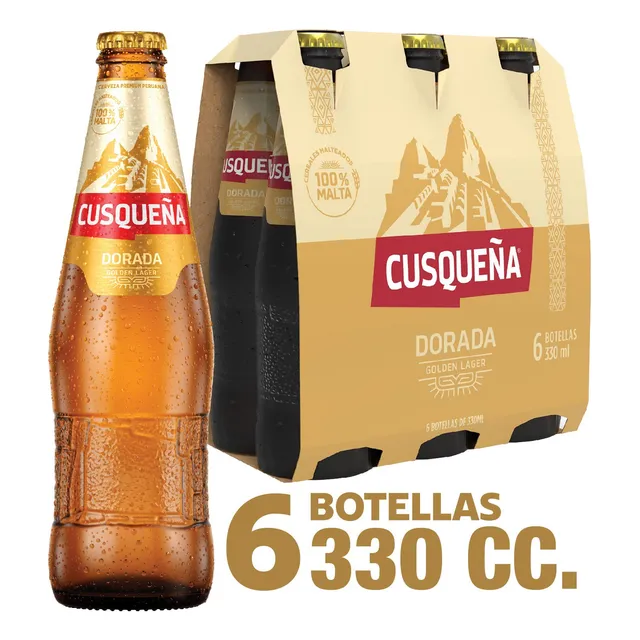 Pack 6 Cerveza Cusqueña Dorada Botella De 330cc