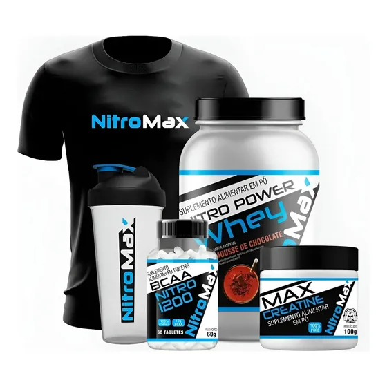 Combo Whey + Bcaa + Creatina + Coq + Camiseta De Sabor Mousse De Chocolate