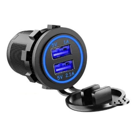 Tomada Carregador Usb 12v/24v Veicular 2 Saídas 1.0a E 2.1a