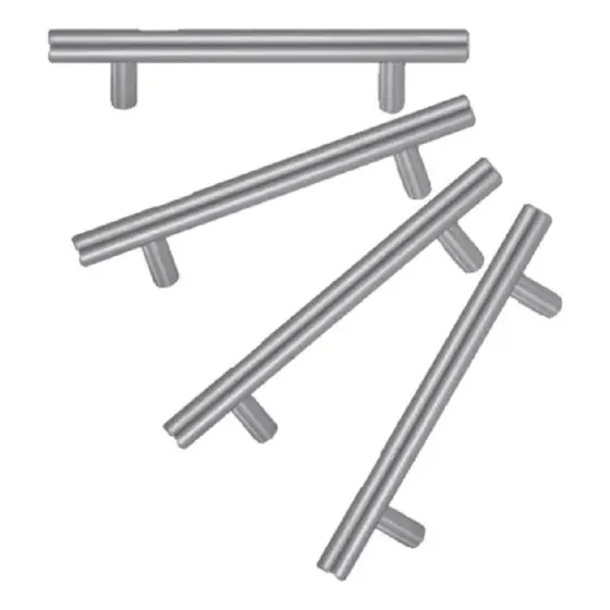 4 Jaladeras H Acero Solido 12mmø160mmx220mm Bruken Des 5001 Color Plateado
