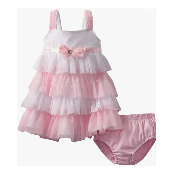 Vestido Guagua Importado Con Cubre Pañal 18 Meses 2 Piezas
