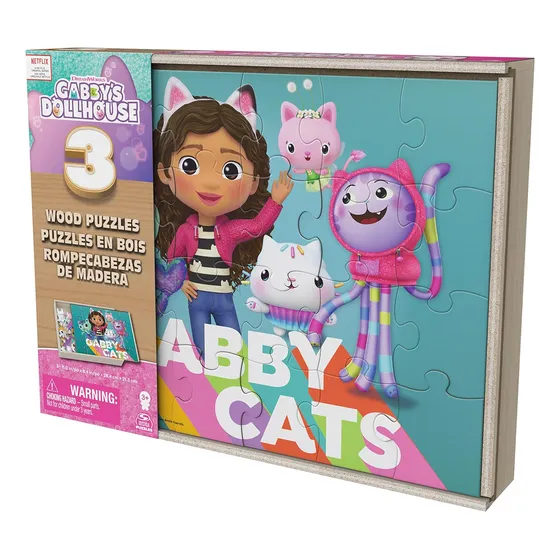 Rompecabezas 3 En 1 Caja Madera  Gabbys Dollhouse
