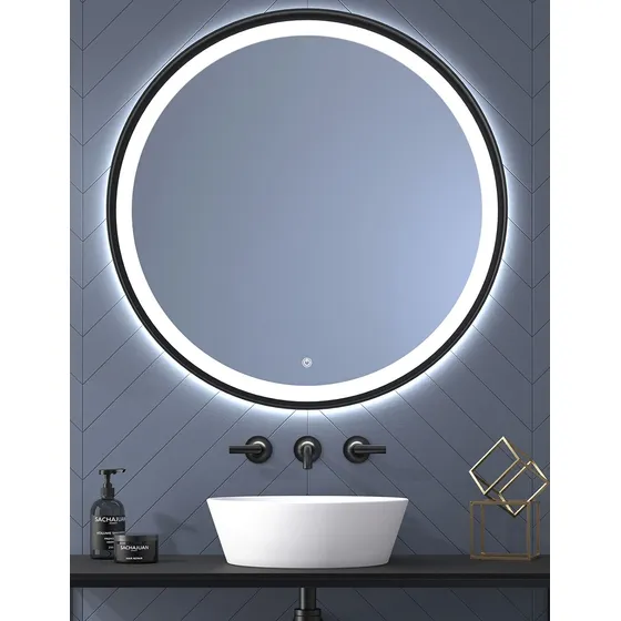Eup Espejo 80cm Luz Led Negro