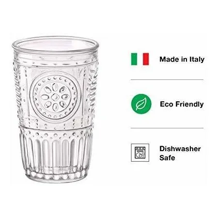 Vaso Agua Romantico Juego 4 Vidrio 10.25 Oz Para Bebida