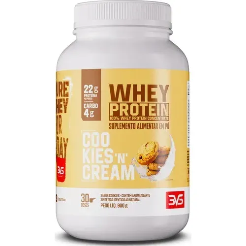 100% WHEY Protein Concentrado 900g Sabor Cookies and Cream - Proteína 100% Pura - 3vs Nutrition