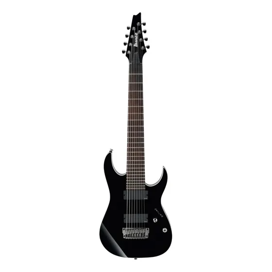 Guitarra De 8 Cuerdas Ibanez Rgir28fe Bk Iron Label Black Color Negro Material Del Diapasón Palo De Rosa Orientación De La Mano Diestro