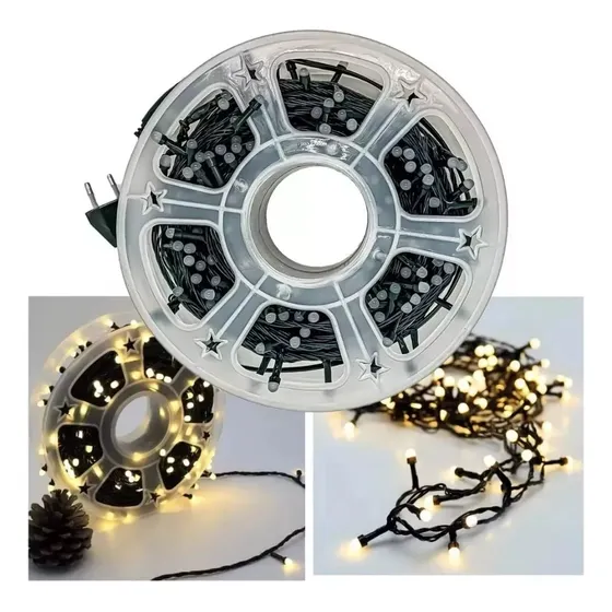 Luces Led Calido 50 Metros Arbol Navidad Bodas Cable Verde