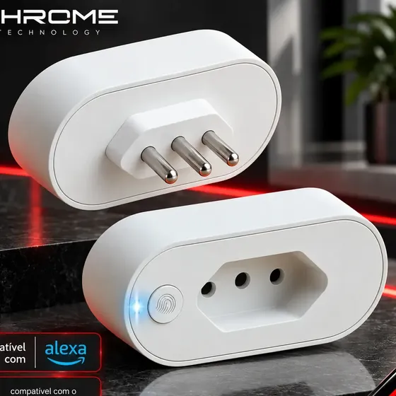 Kit 2 Tomada Inteligente Compatível Com Alexa Google Home Tuya Smart Life Wi-fi Bivolt Com Monitor De Consumo Automação Residencial Smart Plug 110V 220V Bivolt