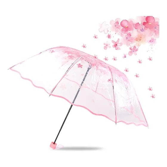 Guarda-chuva De Cereja Rosa Transparente