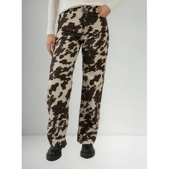 Jean Ancho Wide Leg Estampado Vaca Cow Talles