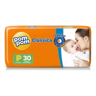 Fralda Pom Pom Clássica Para Bebê Tamanho P Com 30 Unidades