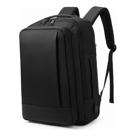 Mochila Dos Homens Com Faixa Impermeável Para Expansão Preto Liso