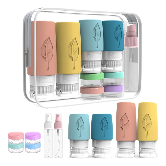 Kit De 17 Botellas De Viaje Portátiles Reciclables