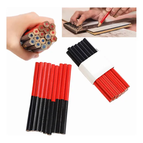 100pcs Bicolor Azul Y Rojo Hexagonal Dibujo Cuadro Lápiz