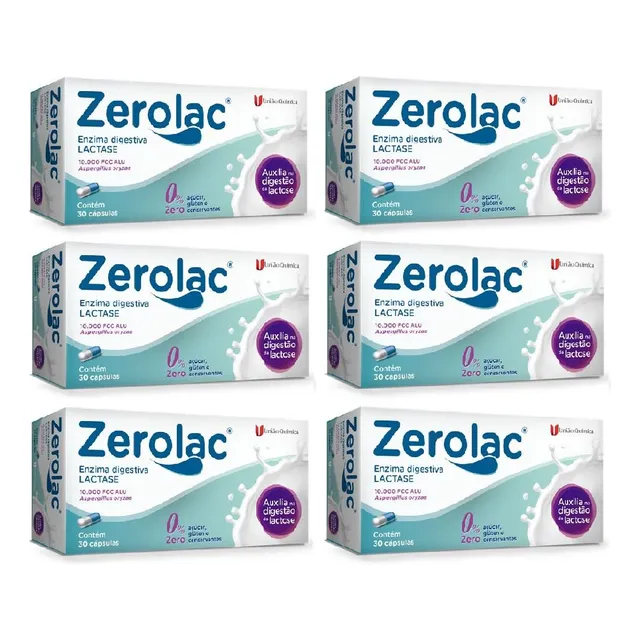 Kit 6 Zerolac Lactase 10.000 Fcc Alu 30cps - União Química