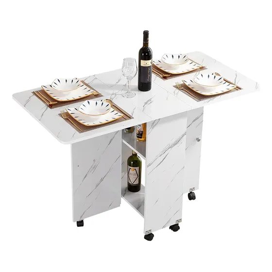 Mesa Plegable Desayunador 2 Estantes Con Ruedas Circuit