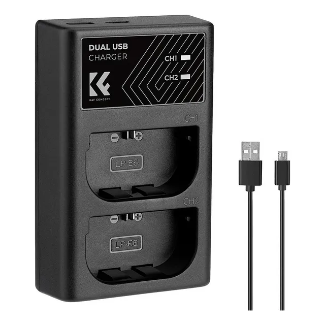 Cargador Doble K&f Concept Para Baterias Canon Lp-e6