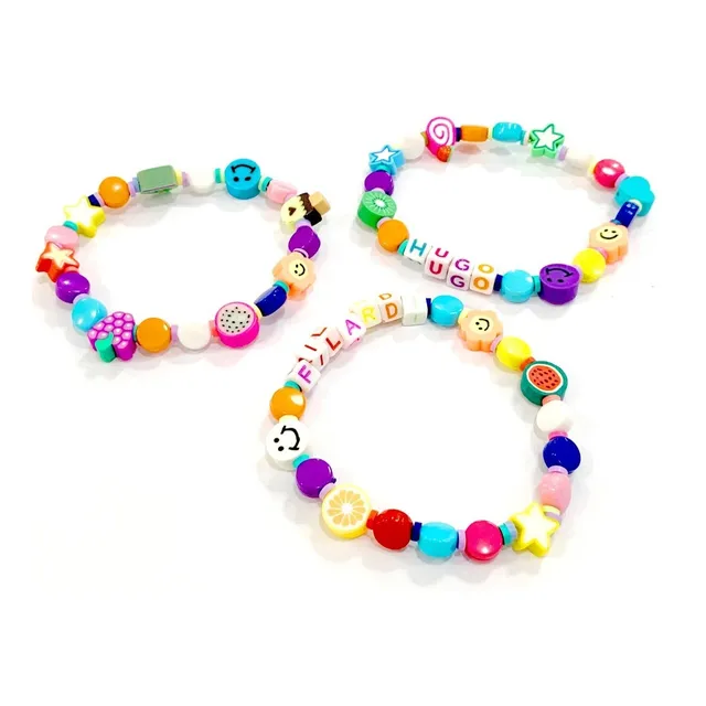 3 Pulseiras Elásticas De Miçangas Com Seu Nome Não Arrebenta